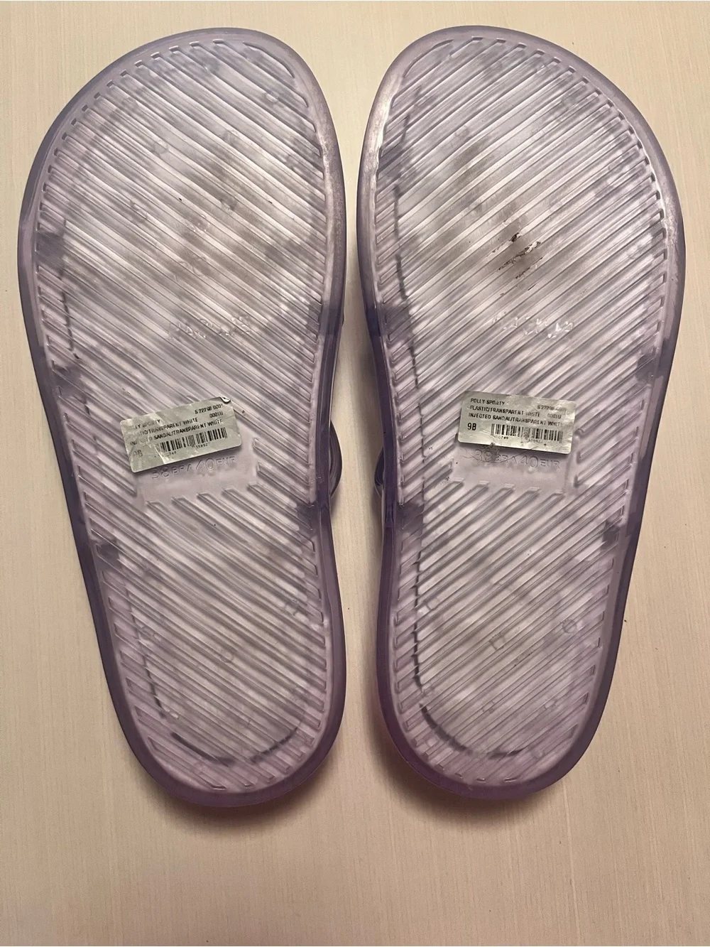 SCHUTZ Clear Lilac Triple-Strap Slide Sandals - Picture 4 of 4